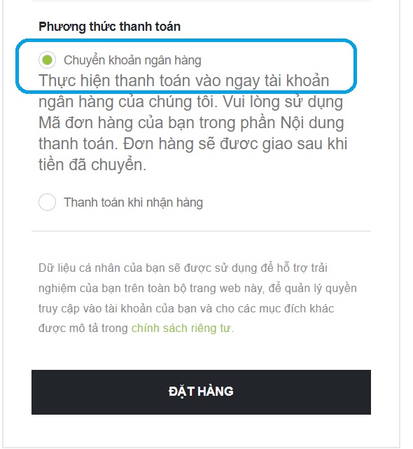 Hướng dẫn thanh toán chuyển khoản