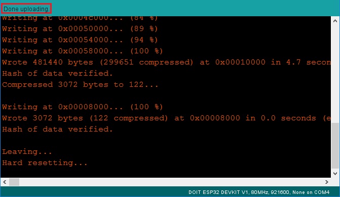 Hoàn thành quá trình upload code trên Arduino IDE