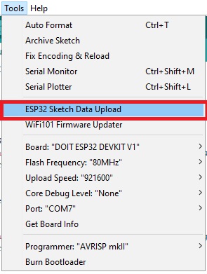 Cài SPIFFS esp32 trên Windows