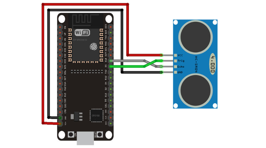 Cách sử dụng cảm biến khoảng cách HC SR04 với ESP32 và Arduino - Sơ đồ kết nối