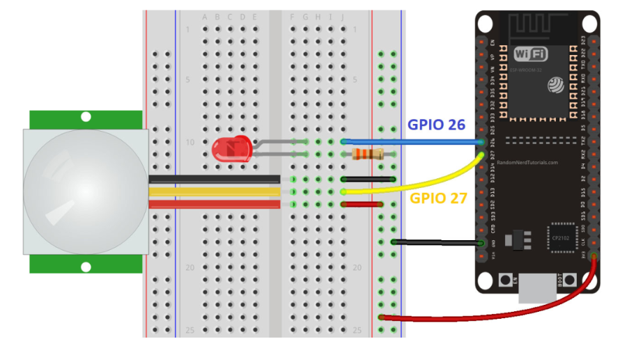 Kết nối phần cứng cho dự án ESP32 PIR