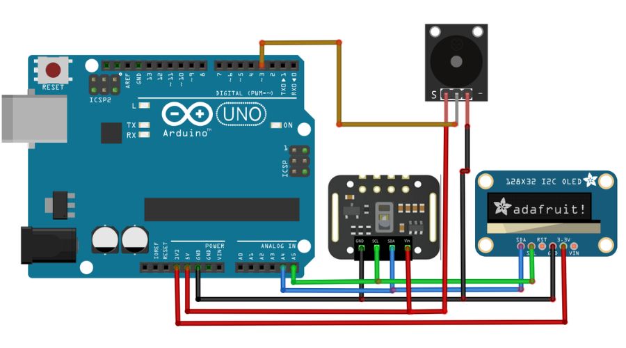 Sơ đồ kết nối MAX30102 Arduino OLED
