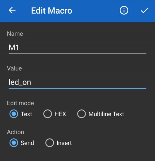 Gán giá trị với nút M1 để bật LED qua kết nối Bluetooth ESP32
