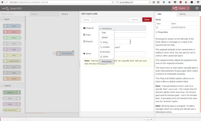 Nút inject trong Node-Red